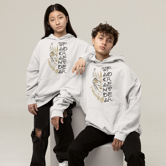 WAKANDA FOREVER GOLD, WHITE, SILVER AND BLACK: DESIGN; UNISEX CUSTOM HOODIE - Picture 6 of 6